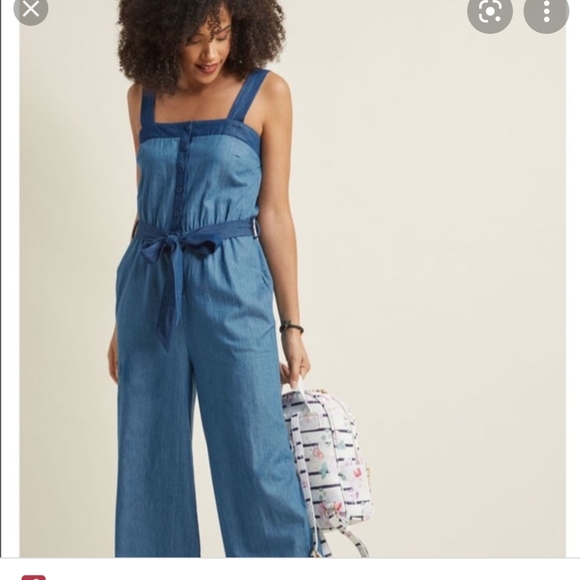 Super cute ModCloth denim romper jumpsuit EUC XXS - Picture 2 of 7